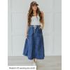 imageluvamia Denim Skirts for Women Trendy A Line Long Maxi Pull On Elastic Waist Drawstring Stretchy Jean Skirt with PocketsClassic Blue