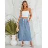 imageluvamia Denim Skirts for Women Trendy A Line Long Maxi Pull On Elastic Waist Drawstring Stretchy Jean Skirt with PocketsCool Blue