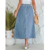 imageluvamia Denim Skirts for Women Trendy A Line Long Maxi Pull On Elastic Waist Drawstring Stretchy Jean Skirt with PocketsCool Blue