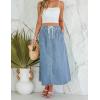 imageluvamia Denim Skirts for Women Trendy A Line Long Maxi Pull On Elastic Waist Drawstring Stretchy Jean Skirt with PocketsCool Blue