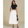 imageluvamia Denim Skirts for Women Trendy A Line Long Maxi Pull On Elastic Waist Drawstring Stretchy Jean Skirt with PocketsCream White