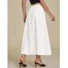 imageluvamia Denim Skirts for Women Trendy A Line Long Maxi Pull On Elastic Waist Drawstring Stretchy Jean Skirt with PocketsCream White