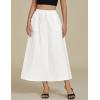 imageluvamia Denim Skirts for Women Trendy A Line Long Maxi Pull On Elastic Waist Drawstring Stretchy Jean Skirt with PocketsCream White