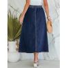 imageluvamia Denim Skirts for Women Trendy A Line Long Maxi Pull On Elastic Waist Drawstring Stretchy Jean Skirt with PocketsDark Blue