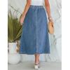 imageluvamia Denim Skirts for Women Trendy A Line Long Maxi Pull On Elastic Waist Drawstring Stretchy Jean Skirt with PocketsMedium Blue