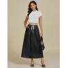 imageluvamia Denim Skirts for Women Trendy A Line Long Maxi Pull On Elastic Waist Drawstring Stretchy Jean Skirt with PocketsTrue Black