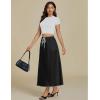 imageluvamia Denim Skirts for Women Trendy A Line Long Maxi Pull On Elastic Waist Drawstring Stretchy Jean Skirt with PocketsTrue Black