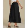 imageluvamia Denim Skirts for Women Trendy A Line Long Maxi Pull On Elastic Waist Drawstring Stretchy Jean Skirt with PocketsTrue Black