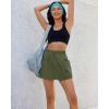 imageluvamia Skorts for Woman High Waisted Pull On Elastic Waist Cargo Pockets Quick Dry Hiking Tennis Sports Skirt ShortsArmy Green