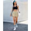 imageluvamia Skorts for Woman High Waisted Pull On Elastic Waist Cargo Pockets Quick Dry Hiking Tennis Sports Skirt ShortsBeige