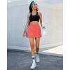 imageluvamia Skorts for Woman High Waisted Pull On Elastic Waist Cargo Pockets Quick Dry Hiking Tennis Sports Skirt ShortsSpiced Coral