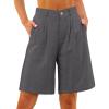 imageluvamia Bermuda Shorts for Women High Waisted Linen Dressy Casual Pleated Wide Leg Summer Shorts with Elastic WaistDark Gray