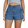 imageluvamia Cargo Shorts for Women Trendy High Wasited Casual Summer Stretchy Utility Cut Off Shorts with PocketsLakeside Blue