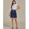 imageluvamia Bermuda Shorts for Women Jean High Waisted Trendy Patch Pockets Casual Summer Button Fly Stretchy Denim ShortsDarkness Blue