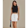 imageluvamia Jean Skirts for Women Denim High Waisted Trendy Stretchy Mini Button Front Short Pencil Skirt with Patch PocketsCream White