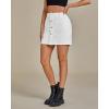 imageluvamia Jean Skirts for Women Denim High Waisted Trendy Stretchy Mini Button Front Short Pencil Skirt with Patch PocketsCream White