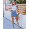 imageluvamia Jean Skirts for Women Denim High Waisted Trendy Stretchy Mini Button Front Short Pencil Skirt with Patch PocketsMedium Blue