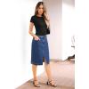 imageluvamia Jean Skirts for Women Denim Trendy Summer Casual Stretchy High Waisted Midi Below Knee Pencil Skirt with SlitClassic Blue
