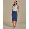 imageluvamia Jean Skirts for Women Denim Trendy Summer Casual Stretchy High Waisted Midi Below Knee Pencil Skirt with SlitClassic Blue