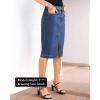 imageluvamia Jean Skirts for Women Denim Trendy Summer Casual Stretchy High Waisted Midi Below Knee Pencil Skirt with SlitClassic Blue