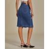 imageluvamia Jean Skirts for Women Denim Trendy Summer Casual Stretchy High Waisted Midi Below Knee Pencil Skirt with SlitClassic Blue