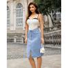 imageluvamia Jean Skirts for Women Denim Trendy Summer Casual Stretchy High Waisted Midi Below Knee Pencil Skirt with SlitCool Blue