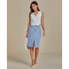 imageluvamia Jean Skirts for Women Denim Trendy Summer Casual Stretchy High Waisted Midi Below Knee Pencil Skirt with SlitCool Blue