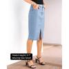 imageluvamia Jean Skirts for Women Denim Trendy Summer Casual Stretchy High Waisted Midi Below Knee Pencil Skirt with SlitCool Blue