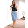 imageluvamia Jean Skirts for Women Denim Trendy Summer Casual Stretchy High Waisted Midi Below Knee Pencil Skirt with SlitCool Blue