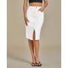 imageluvamia Jean Skirts for Women Denim Trendy Summer Casual Stretchy High Waisted Midi Below Knee Pencil Skirt with SlitCream White