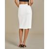 imageluvamia Jean Skirts for Women Denim Trendy Summer Casual Stretchy High Waisted Midi Below Knee Pencil Skirt with SlitCream White