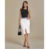 imageluvamia Jean Skirts for Women Denim Trendy Summer Casual Stretchy High Waisted Midi Below Knee Pencil Skirt with SlitCream White