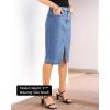 imageluvamia Jean Skirts for Women Denim Trendy Summer Casual Stretchy High Waisted Midi Below Knee Pencil Skirt with SlitMedium Blue