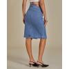 imageluvamia Jean Skirts for Women Denim Trendy Summer Casual Stretchy High Waisted Midi Below Knee Pencil Skirt with SlitMedium Blue