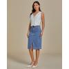 imageluvamia Jean Skirts for Women Denim Trendy Summer Casual Stretchy High Waisted Midi Below Knee Pencil Skirt with SlitMedium Blue