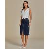 imageluvamia Jean Skirts for Women Denim Trendy Summer Casual Stretchy High Waisted Midi Below Knee Pencil Skirt with SlitVintage Dark Blue