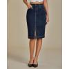 imageluvamia Jean Skirts for Women Denim Trendy Summer Casual Stretchy High Waisted Midi Below Knee Pencil Skirt with SlitVintage Dark Blue