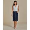 imageluvamia Jean Skirts for Women Denim Trendy Summer Casual Stretchy High Waisted Midi Below Knee Pencil Skirt with SlitVintage Dark Blue