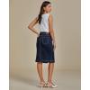 imageluvamia Jean Skirts for Women Denim Trendy Summer Casual Stretchy High Waisted Midi Below Knee Pencil Skirt with SlitVintage Dark Blue