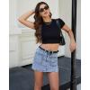 imageluvamia Jean Skorts for Woman Trendy High Waisted Stretchy Denim Skirt with Shorts Casual Patch Pocket Mini Skort SkirtsBay Blue
