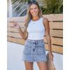 imageluvamia Jean Skorts for Woman Trendy High Waisted Stretchy Denim Skirt with Shorts Casual Patch Pocket Mini Skort SkirtsBay Blue