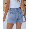 imageluvamia Jean Skorts for Woman Trendy High Waisted Stretchy Denim Skirt with Shorts Casual Patch Pocket Mini Skort SkirtsBay Blue
