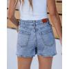 imageluvamia Jean Skorts for Woman Trendy High Waisted Stretchy Denim Skirt with Shorts Casual Patch Pocket Mini Skort SkirtsBay Blue