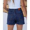 imageluvamia Jean Skorts for Woman Trendy High Waisted Stretchy Denim Skirt with Shorts Casual Patch Pocket Mini Skort SkirtsClassic Blue