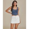 imageluvamia Jean Skorts for Woman Trendy High Waisted Stretchy Denim Skirt with Shorts Casual Patch Pocket Mini Skort SkirtsCream White