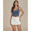 imageluvamia Jean Skorts for Woman Trendy High Waisted Stretchy Denim Skirt with Shorts Casual Patch Pocket Mini Skort SkirtsCream White