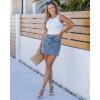 imageluvamia Jean Skorts for Woman Trendy High Waisted Stretchy Denim Skirt with Shorts Casual Patch Pocket Mini Skort SkirtsMedium Blue