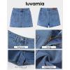 imageluvamia Jean Skorts for Woman Trendy High Waisted Stretchy Denim Skirt with Shorts Casual Patch Pocket Mini Skort SkirtsMedium Blue