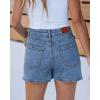imageluvamia Jean Skorts for Woman Trendy High Waisted Stretchy Denim Skirt with Shorts Casual Patch Pocket Mini Skort SkirtsMedium Blue