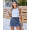 imageluvamia Jean Skorts for Woman Trendy High Waisted Stretchy Denim Skirt with Shorts Casual Patch Pocket Mini Skort SkirtsReef Blue